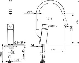 Oras Optima keitti&ouml;hana 2838FN-33 mattamusta